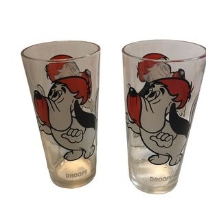 Vintage 1975 Droopy Pepsi Glasses 6.5” Tall